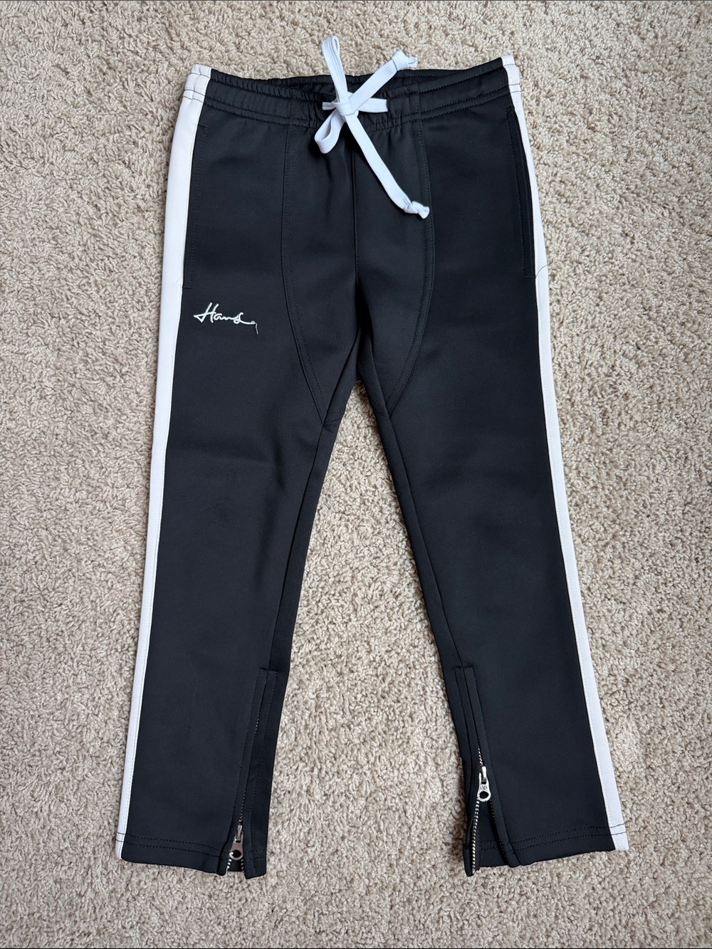Haus of JR Kids Black Track Pants with White Side Stripe